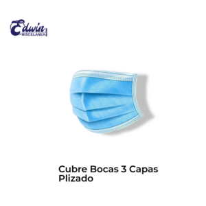 CUBRE BOCA PLIZADO 3 CAPAS BLANCO/AZUL