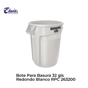BOTE P/BASURA 32 GLS. REDONDO BLANCO RCP 263200