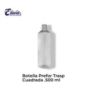 BOTELLA PREFOR TRANSP 500 ML CUADRADA