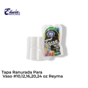 TAPA RANURADA EU P/VASO #10,12,16,20,24 OZ REYMA
