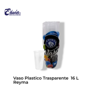 VASO PLASTICO TRANSPARENTE 16L REYMA C/25