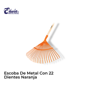 ESCOBA DE METAL CON 22 DIENTES NARANJA