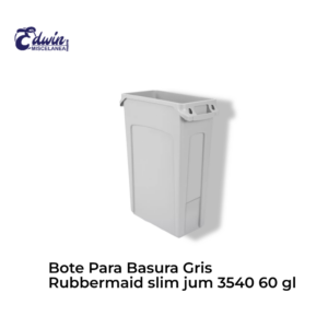 BOTE P/BASURA GRIS RUBBERMAID SLIM JIM 3540 60 GRIS 23 GL